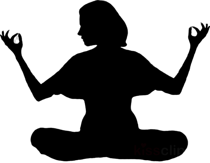 a silhouette of a woman sitting in yoga position