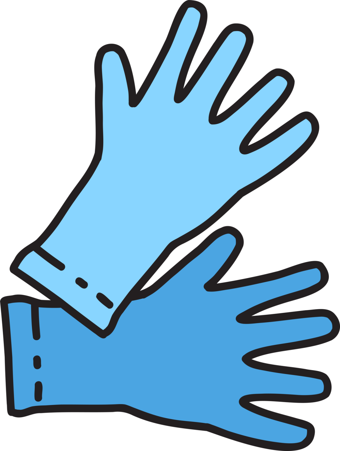 a pair of blue gloves on a white background