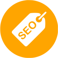 a yellow circle with the word seo on it