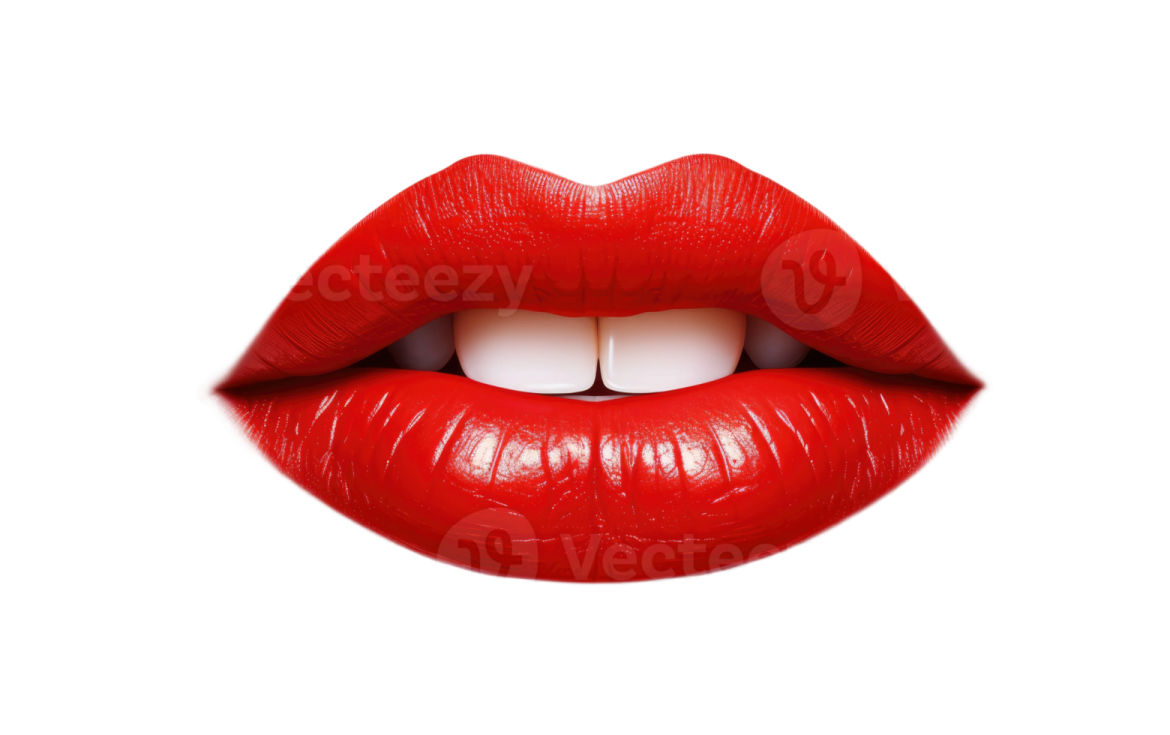 a woman's mouth with red lipstick