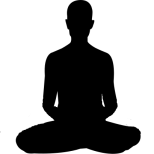 a silhouette of a person sitting in a yoga pose
