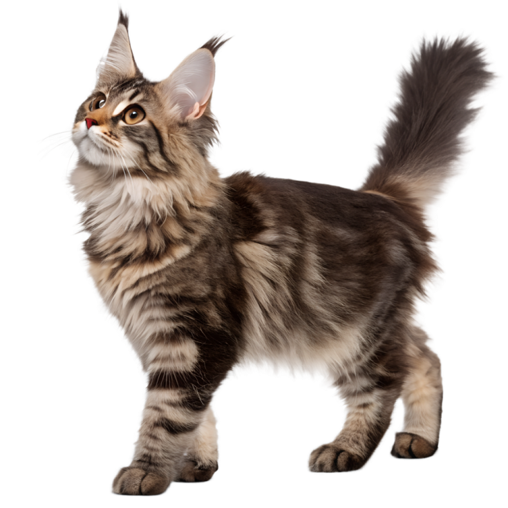 a cat is standing on a white background