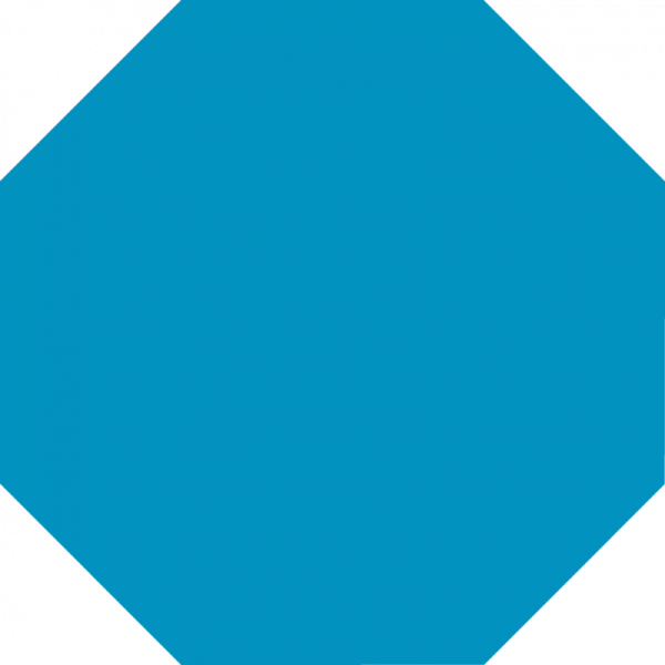 a blue hexagon with a white background