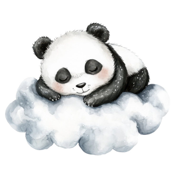 a panda sleeping on top of a cloud