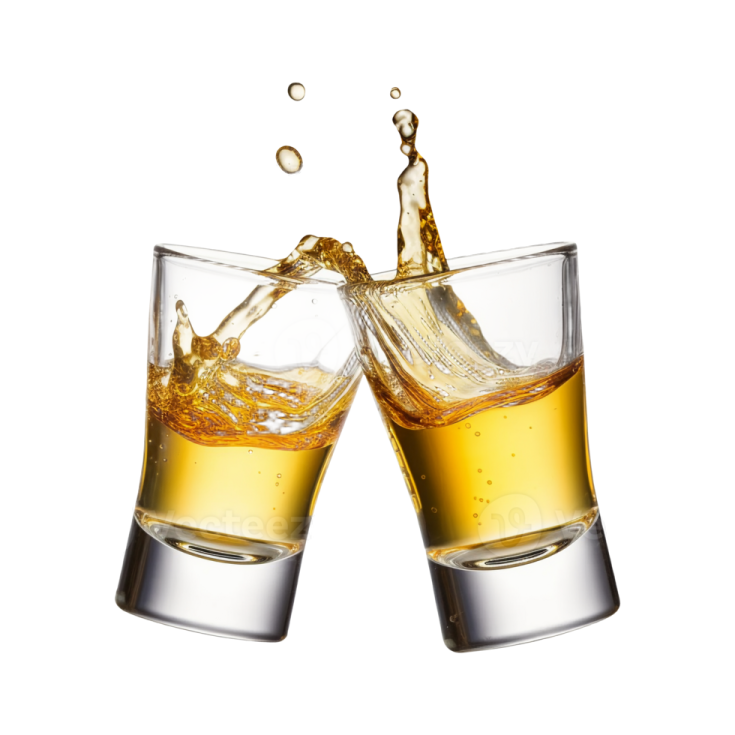 two glasses of whiskey with splash