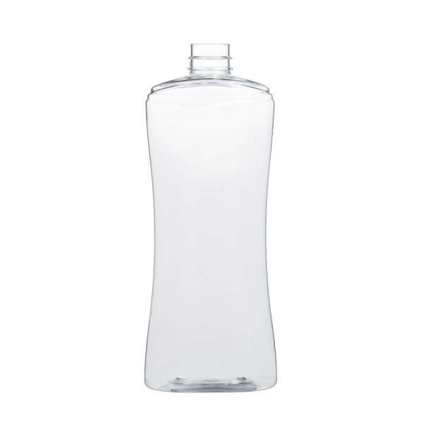 a clear water bottle on a white background