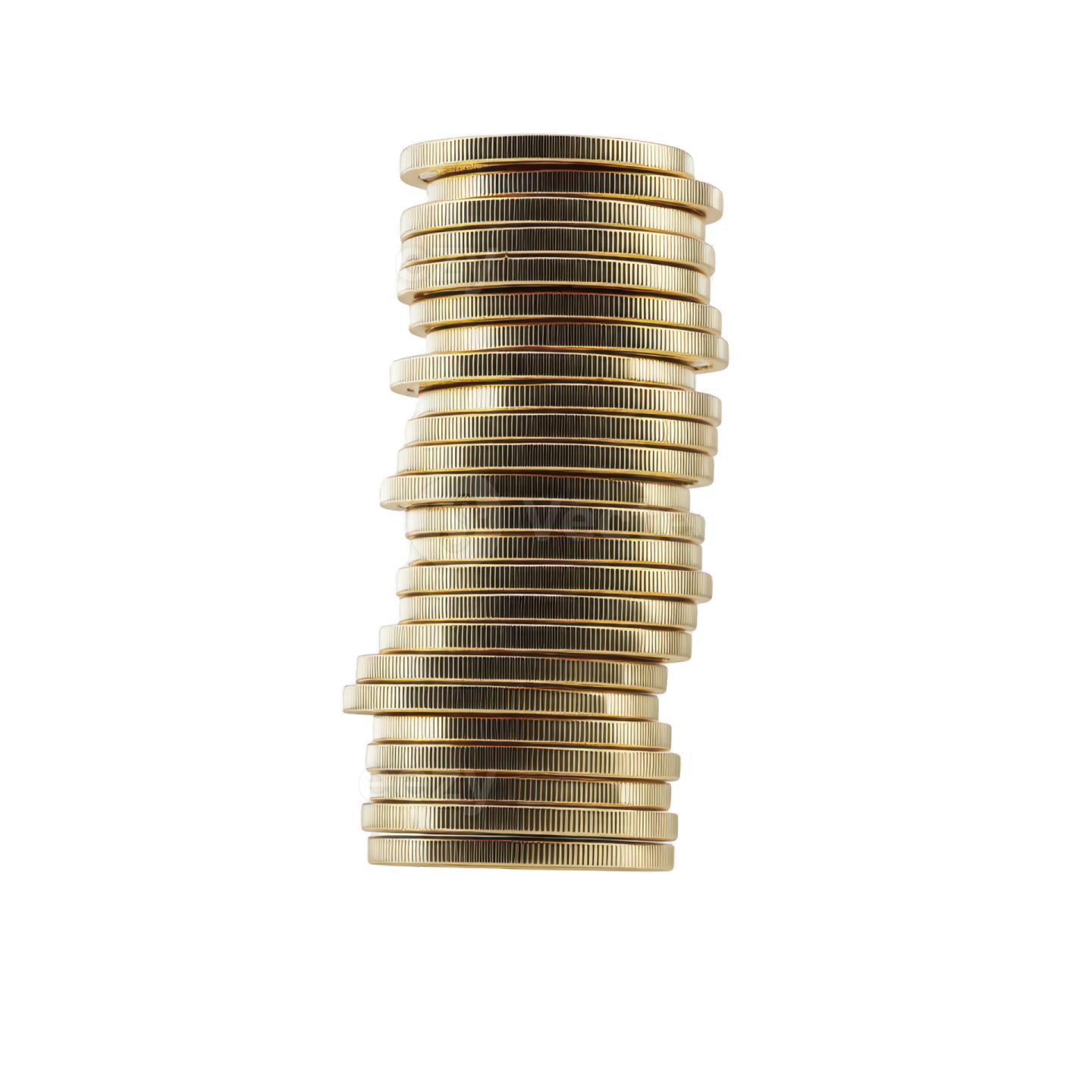 a stack of coins on a white background