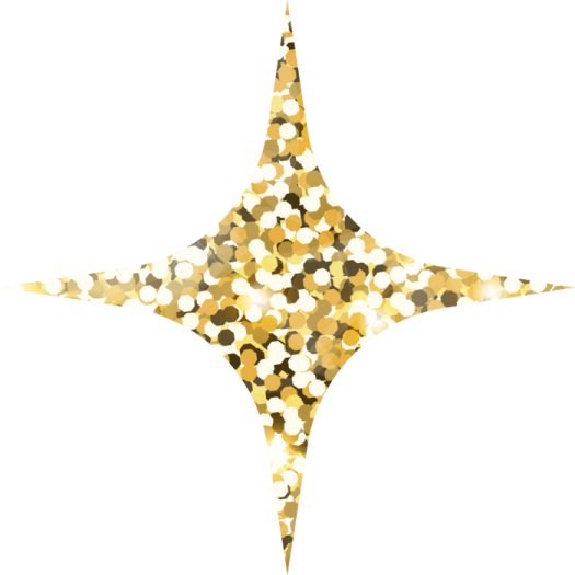 a gold star with circles on it