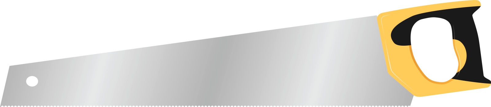 a yellow and black saw on a white background