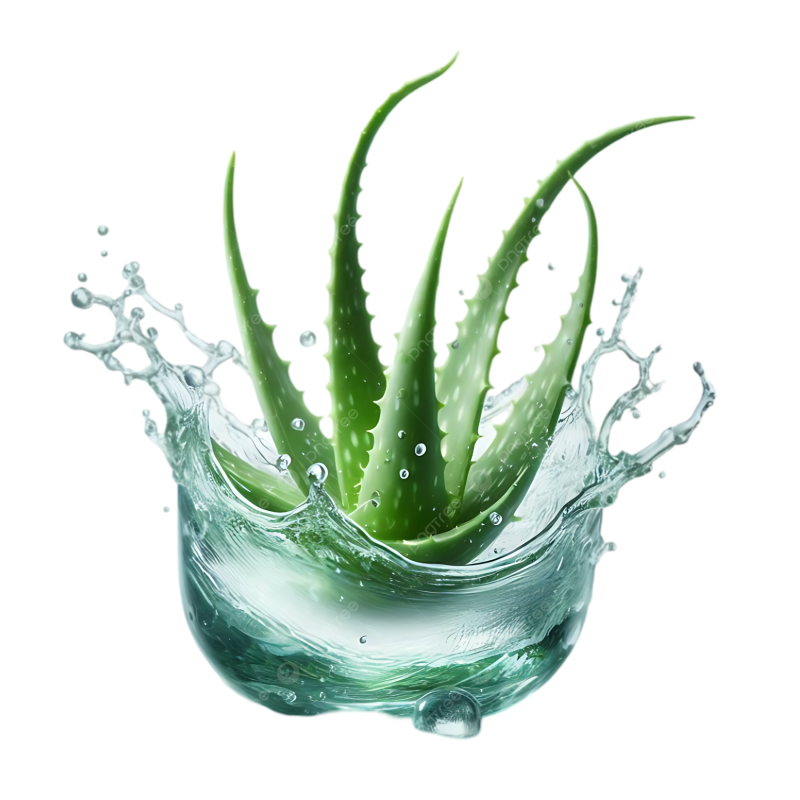 a green plant with water splash on it