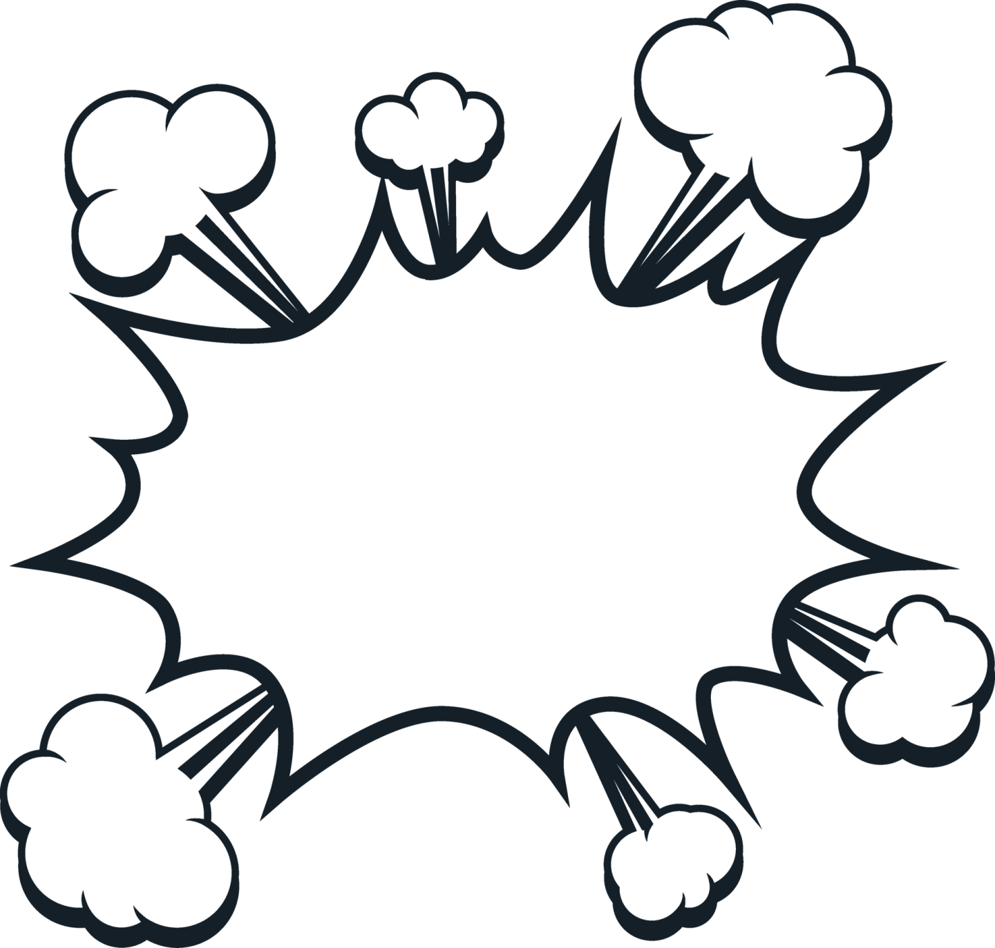 a black and white illustration of a comic explosion