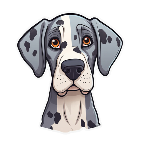 a black and white dog sticker on a white background