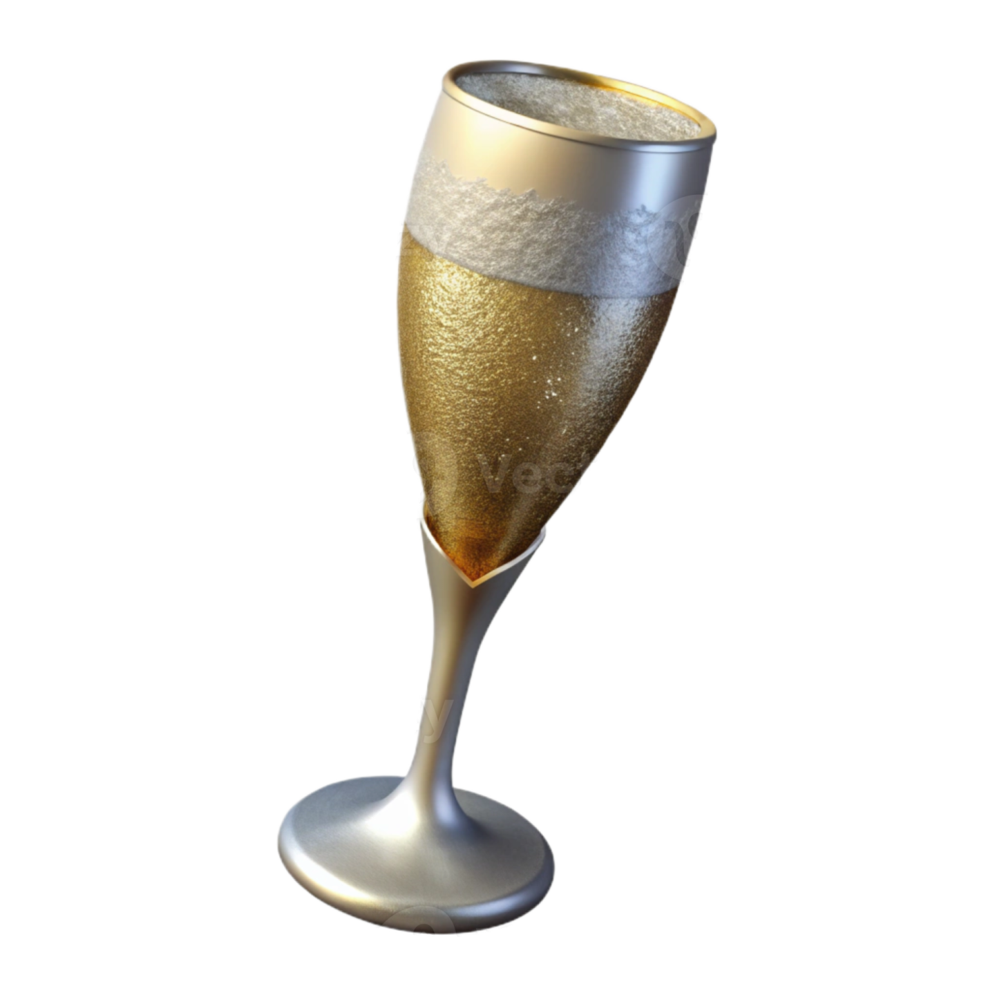 a glass of champagne on white background