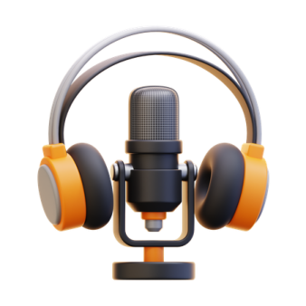 a microphone with headphones on it