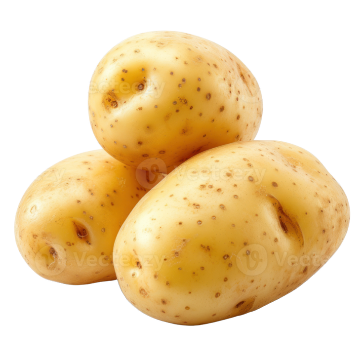 three potatoes on a white background