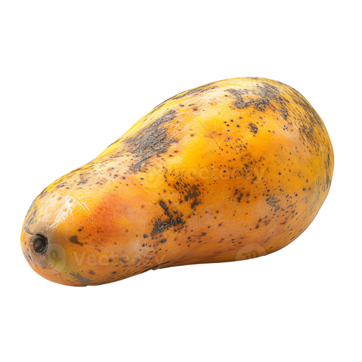 a close up of a mango fruit on a white background