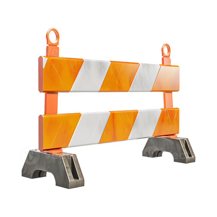 a pair of orange and white barrier barriers on a white background