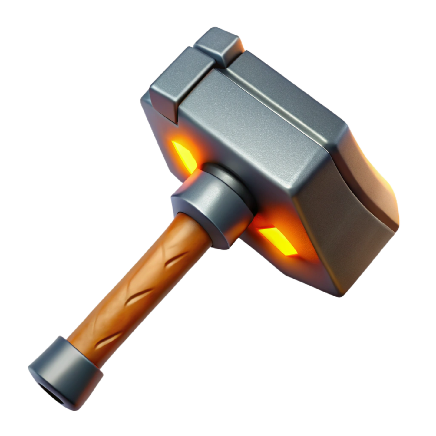 a hammer with an orange flame on it