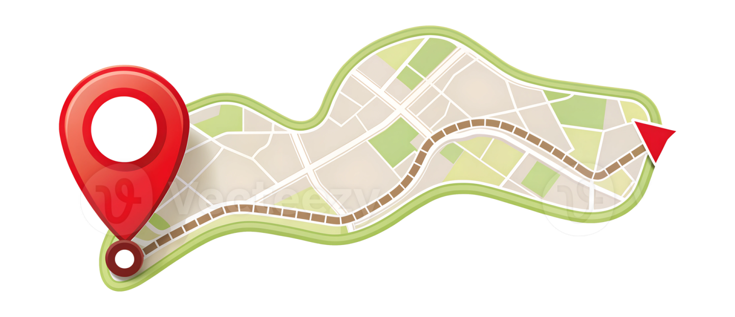 a map with a red pin on it