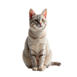 a gray and white cat sitting on the floor
