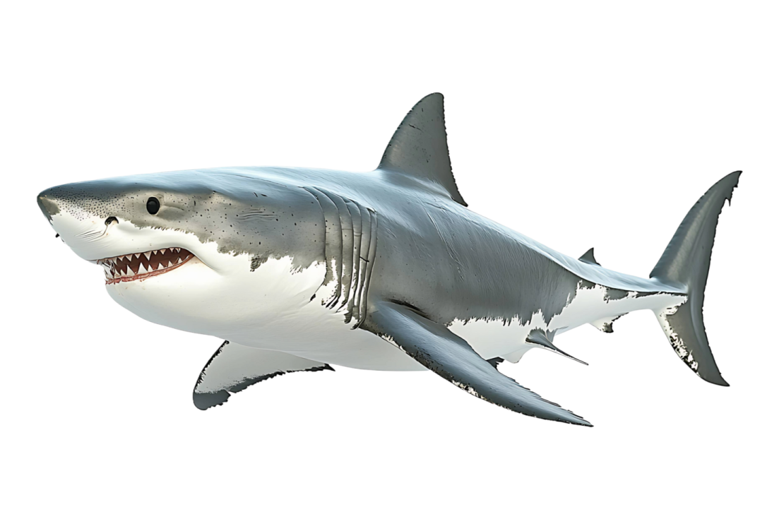 a great white shark with its mouth open