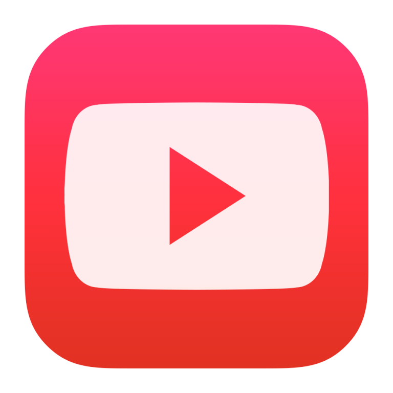a red square icon with the youtube logo
