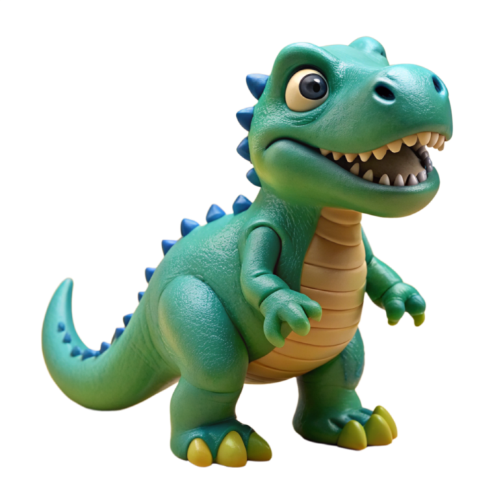 a small toy dinosaur with its mouth open