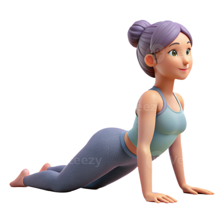 a 3d woman doing yoga