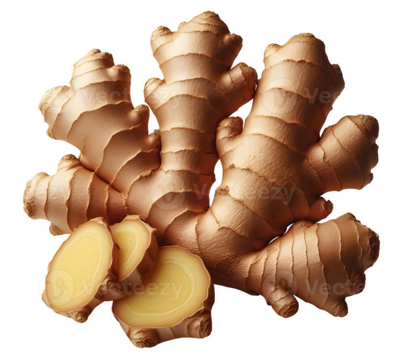 a pile of ginger root on a white background
