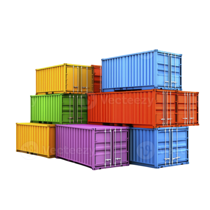 a stack of colorful shipping containers