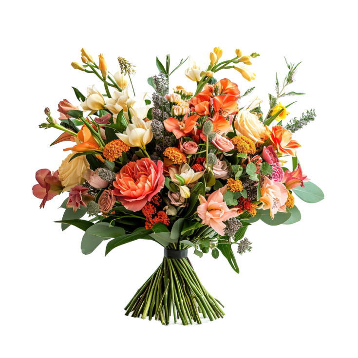 a bouquet of flowers on a white background