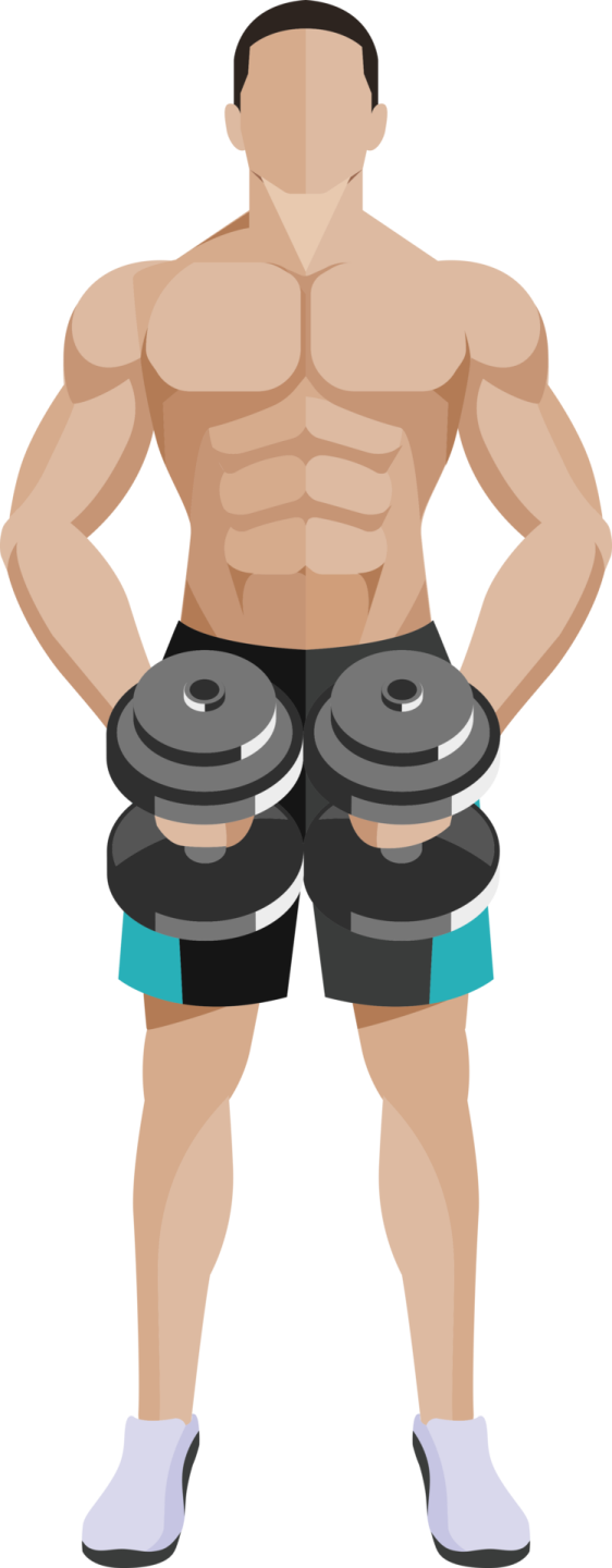 a man with dumbs and weights