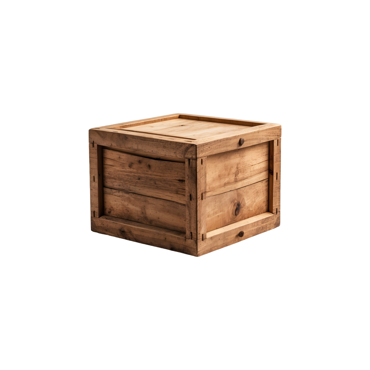 a wooden box on a white background