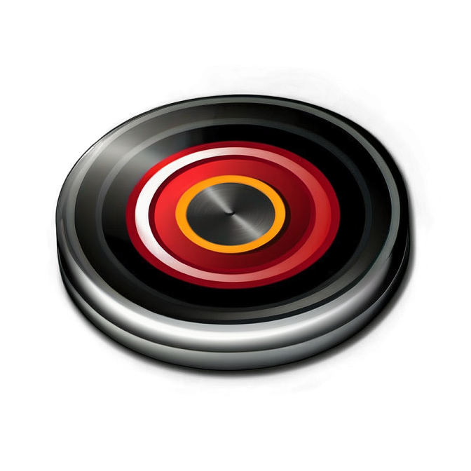 a red and black speaker on a white background