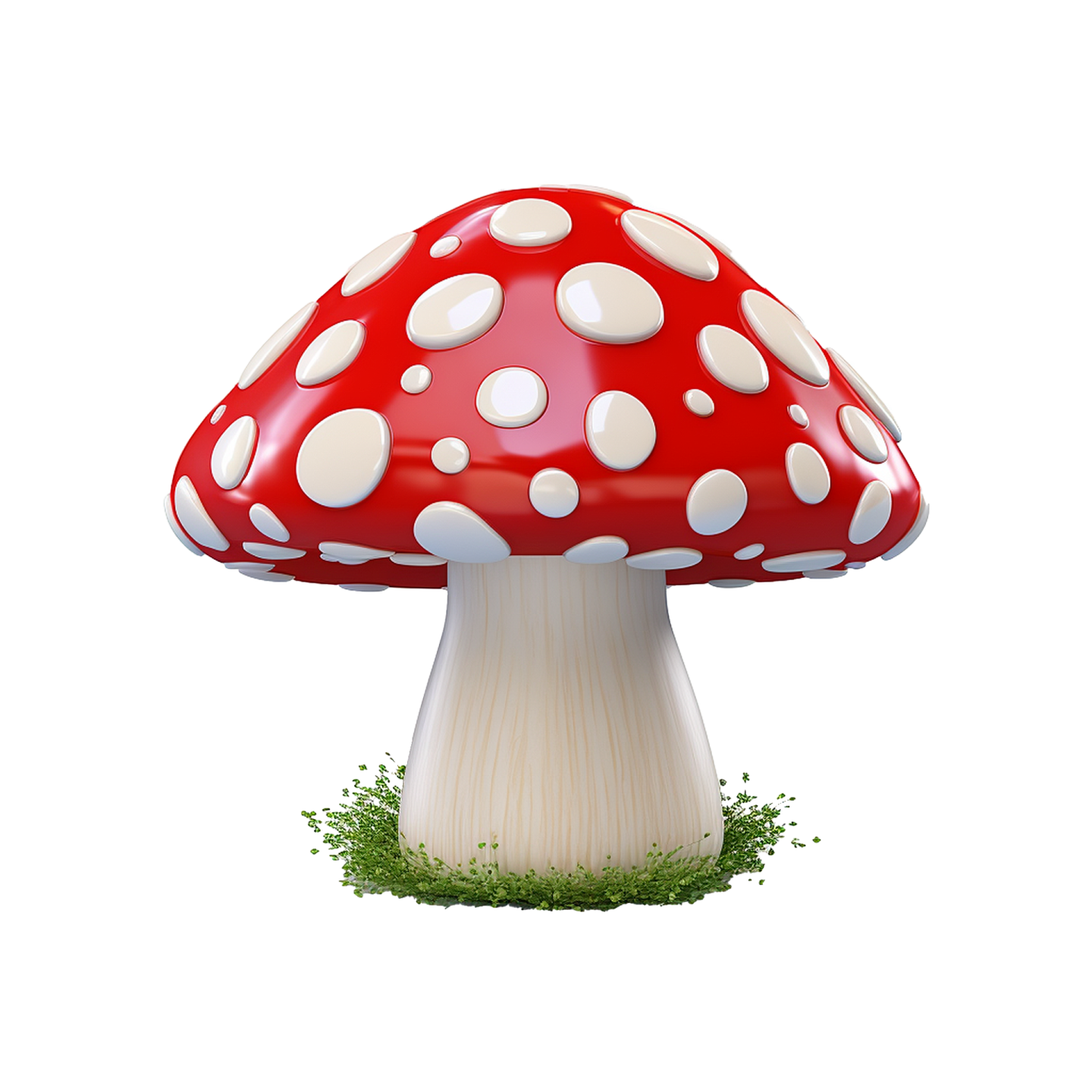 a red mushroom with white spots