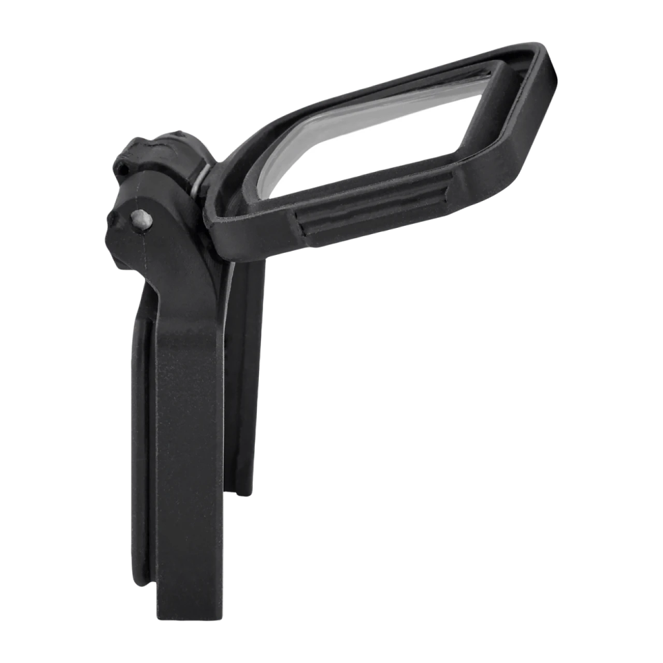 a close up view of the side of a black plastic bottle opener