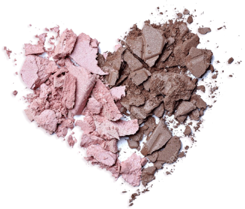 a close up of a heart shaped eye shadow