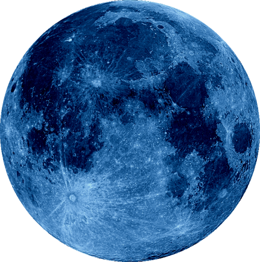 a blue full moon on a white background