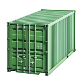 a green shipping container on a white background