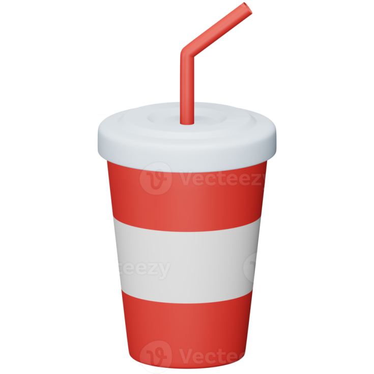 a red and white cup with a straw
