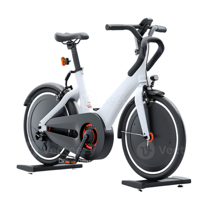 a spinning exercise bike on a white background