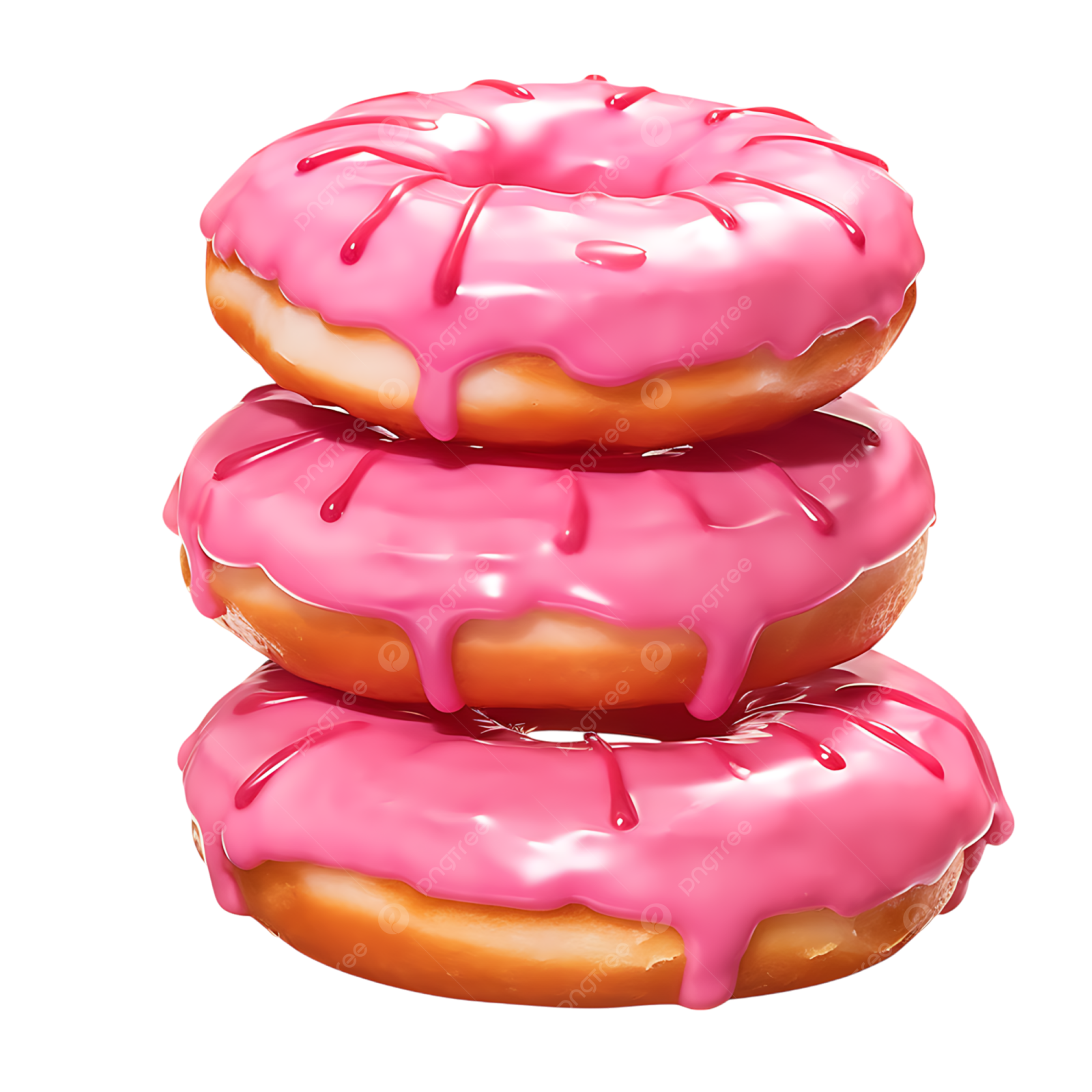three donuts on a white background