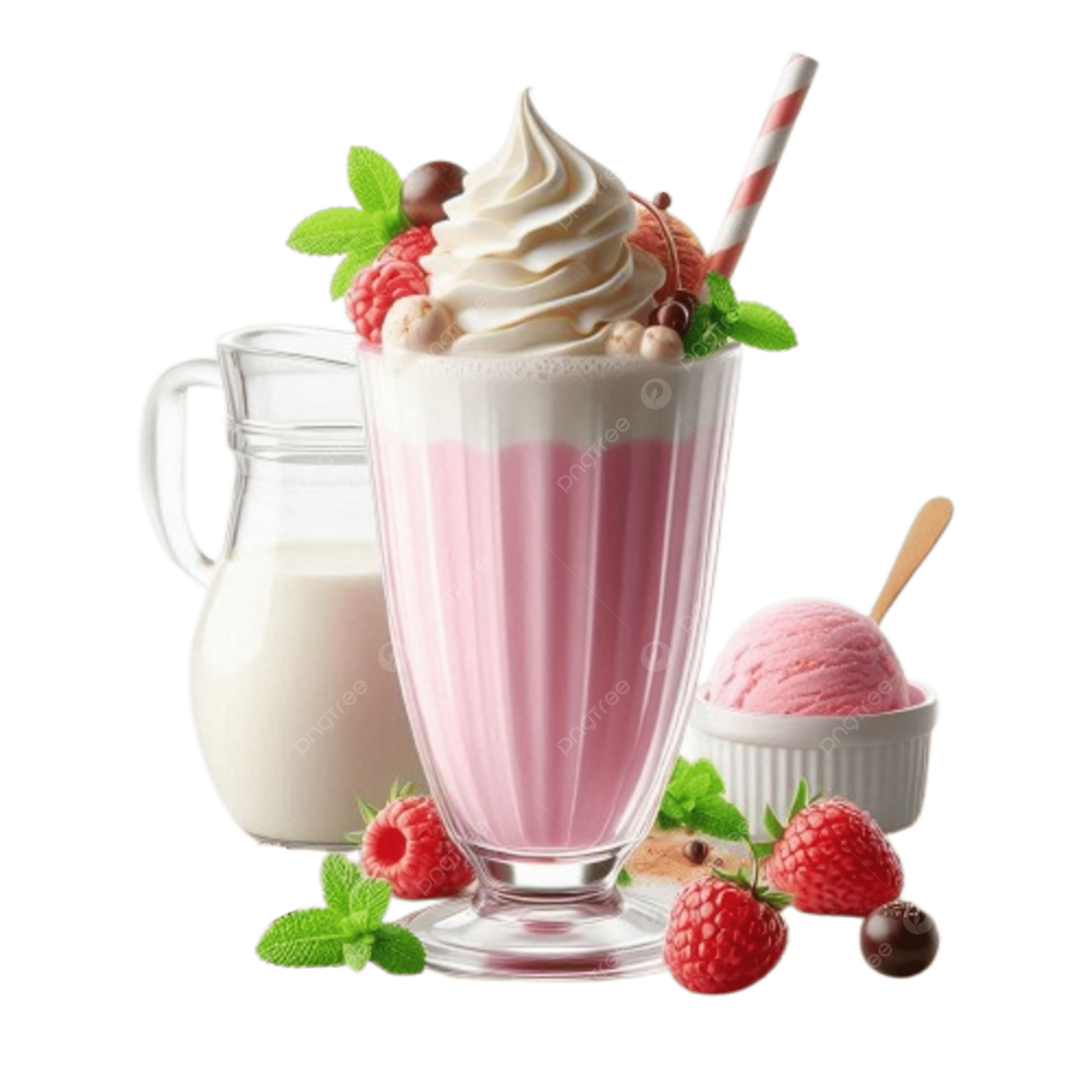 a glass of milk and ice cream with rass