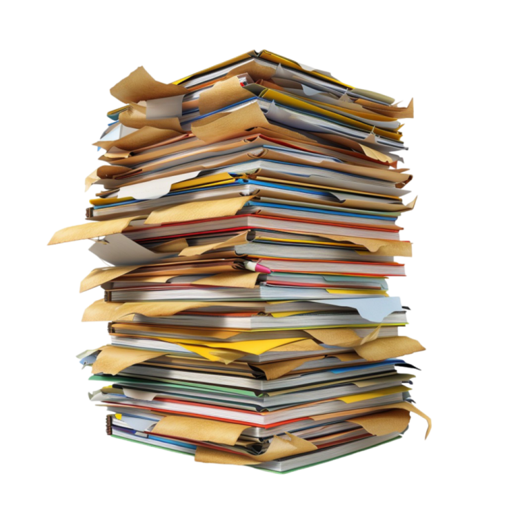 a pile of books on a white background