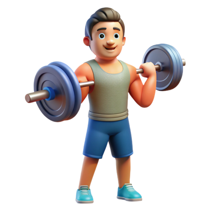 a cartoon character holding a barbell