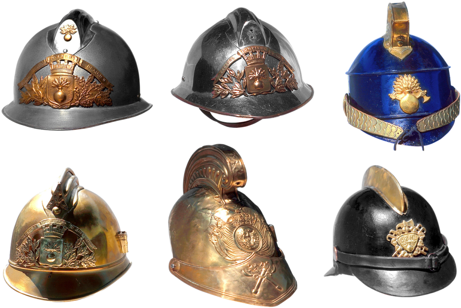 six different types of helmets