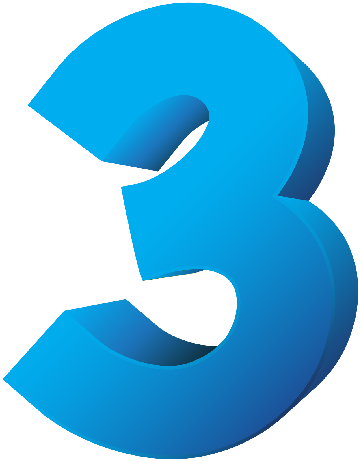 the number 3 in blue