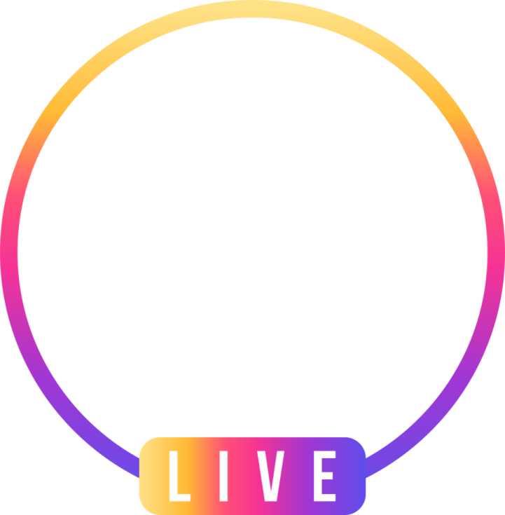 a circle with the words live on it