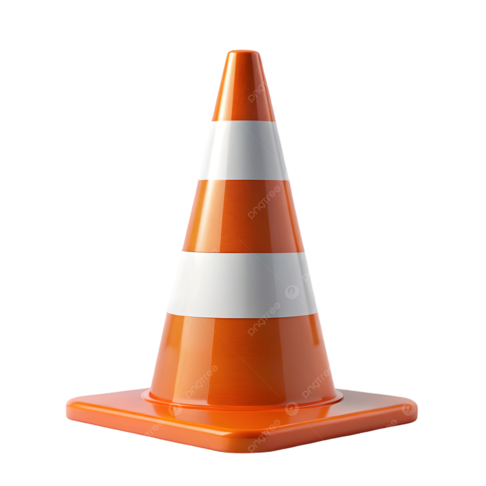 an orange and white traffic cone on a white background