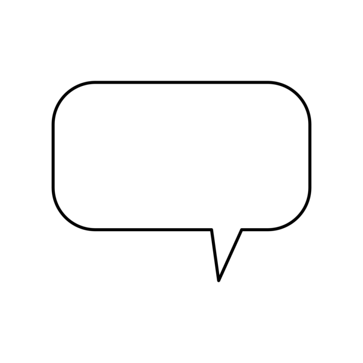a black and white speech bubble